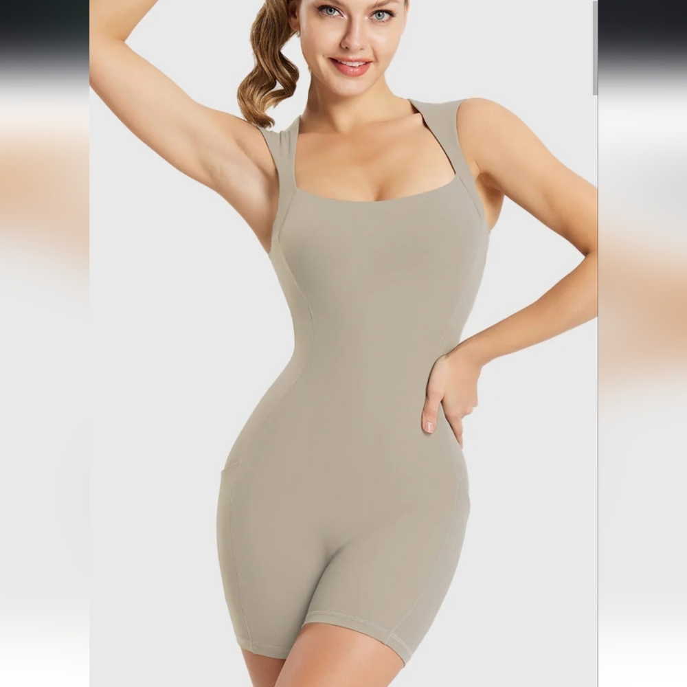 Baleaf Beige Shapewear Bodysuit With Pockets